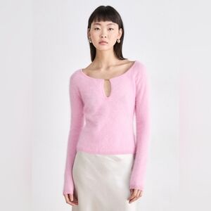 From Future Cashmere Light Pink Knit Sweater Size Small S Keyhole